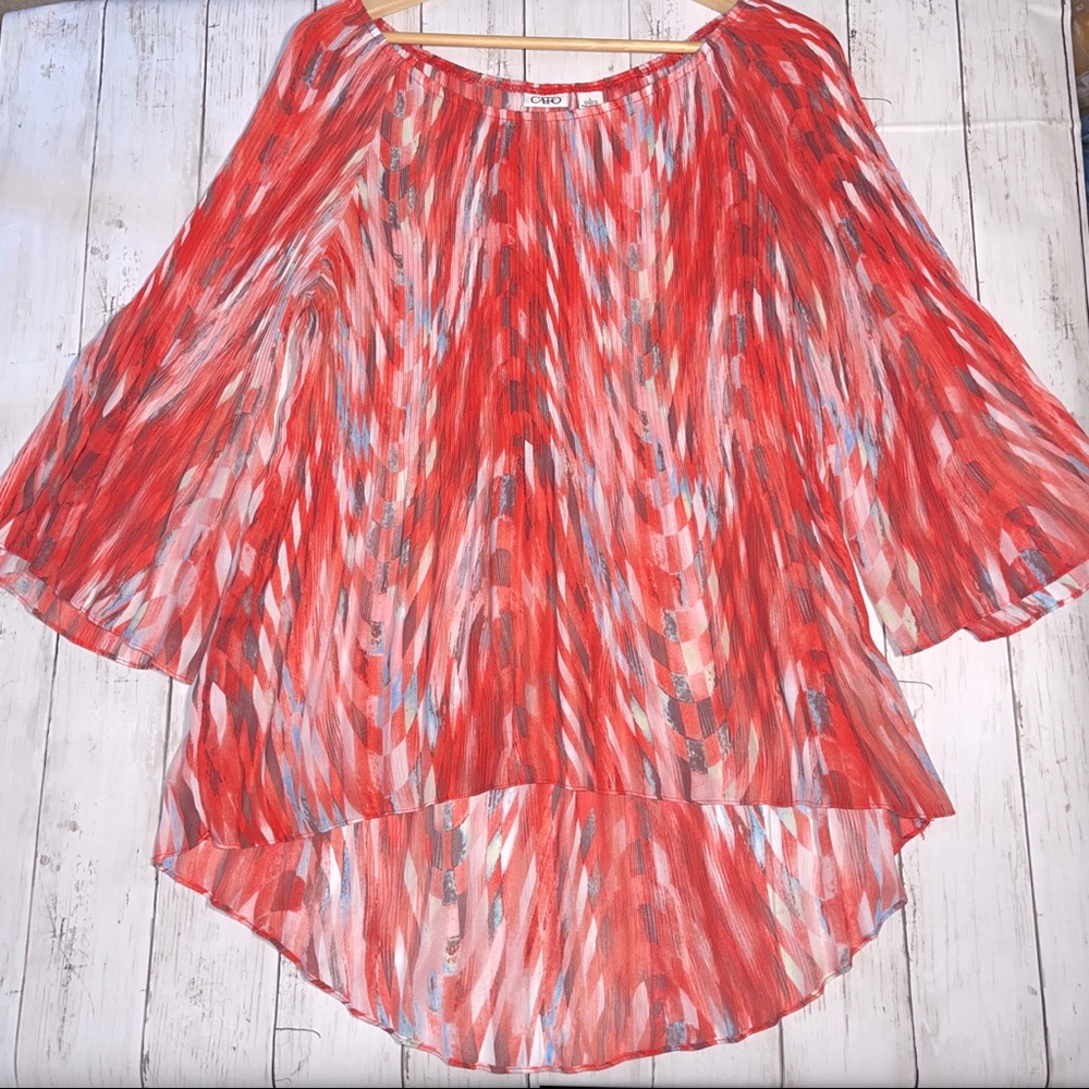 Cato Large stretchy hi low long top Coral/pinkish